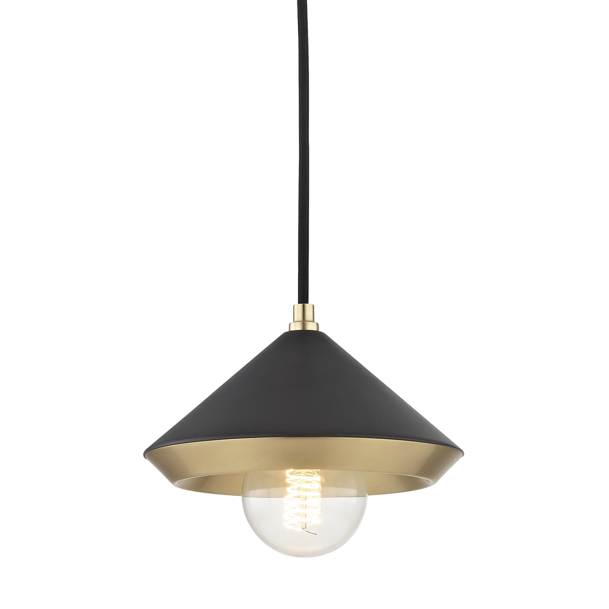 Mitzi 1 Light Pendant in Aged Brass/Black H139701S-AGB/BK