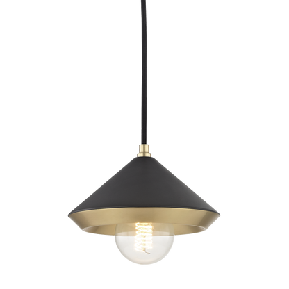 Mitzi 1 Light Pendant in Aged Brass/Black H139701S-AGB/BK