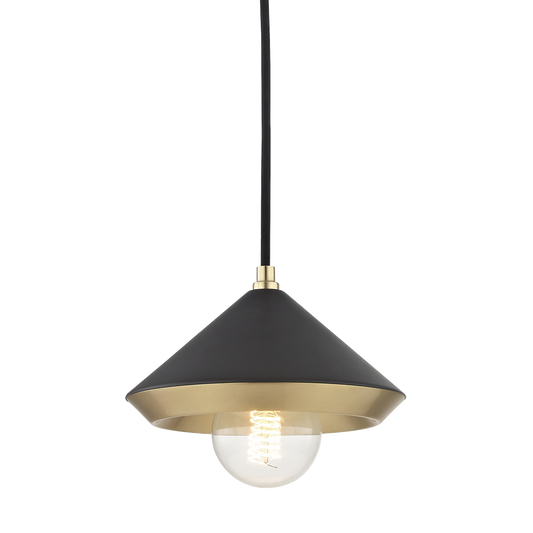 Mitzi 1 Light Pendant in Aged Brass/Black H139701S-AGB/BK