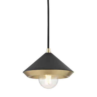 Mitzi 1 Light Pendant in Aged Brass/Black H139701S-AGB/BK