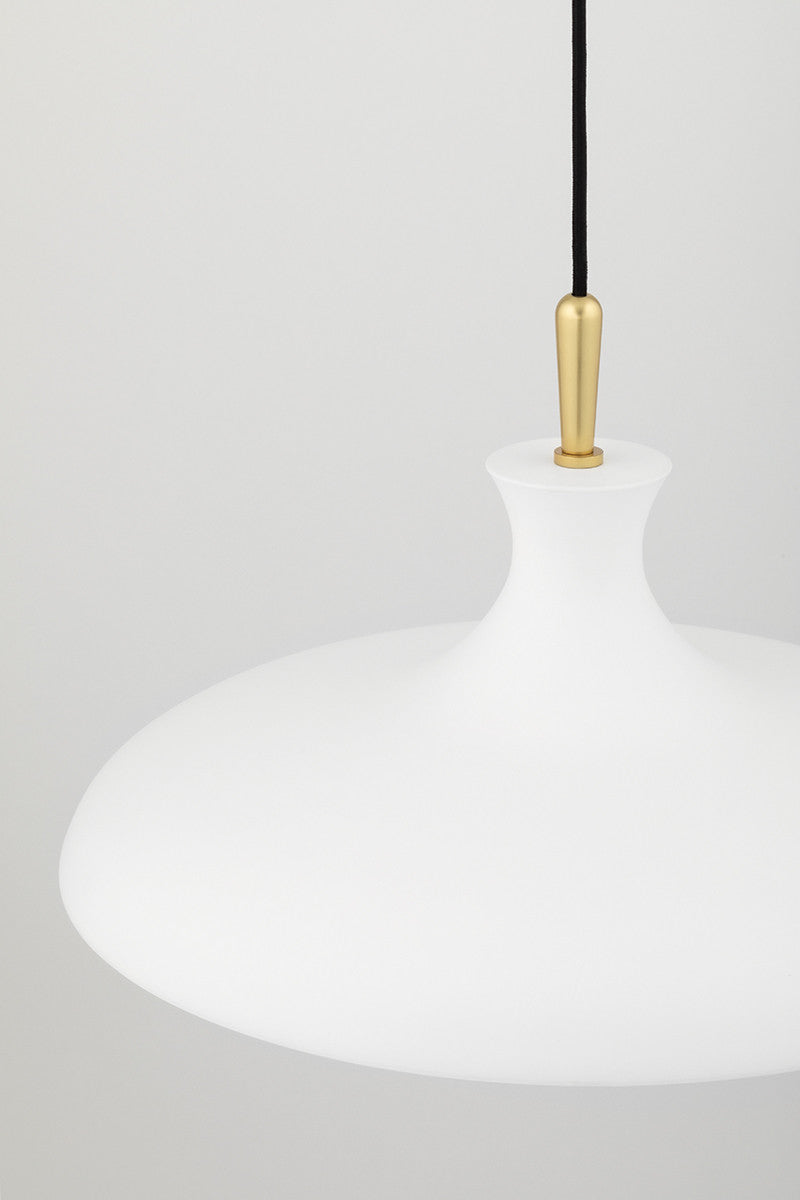 Mitzi 1 Light Pendant in Aged Brass/Soft Off White H421701L-AGB/WH