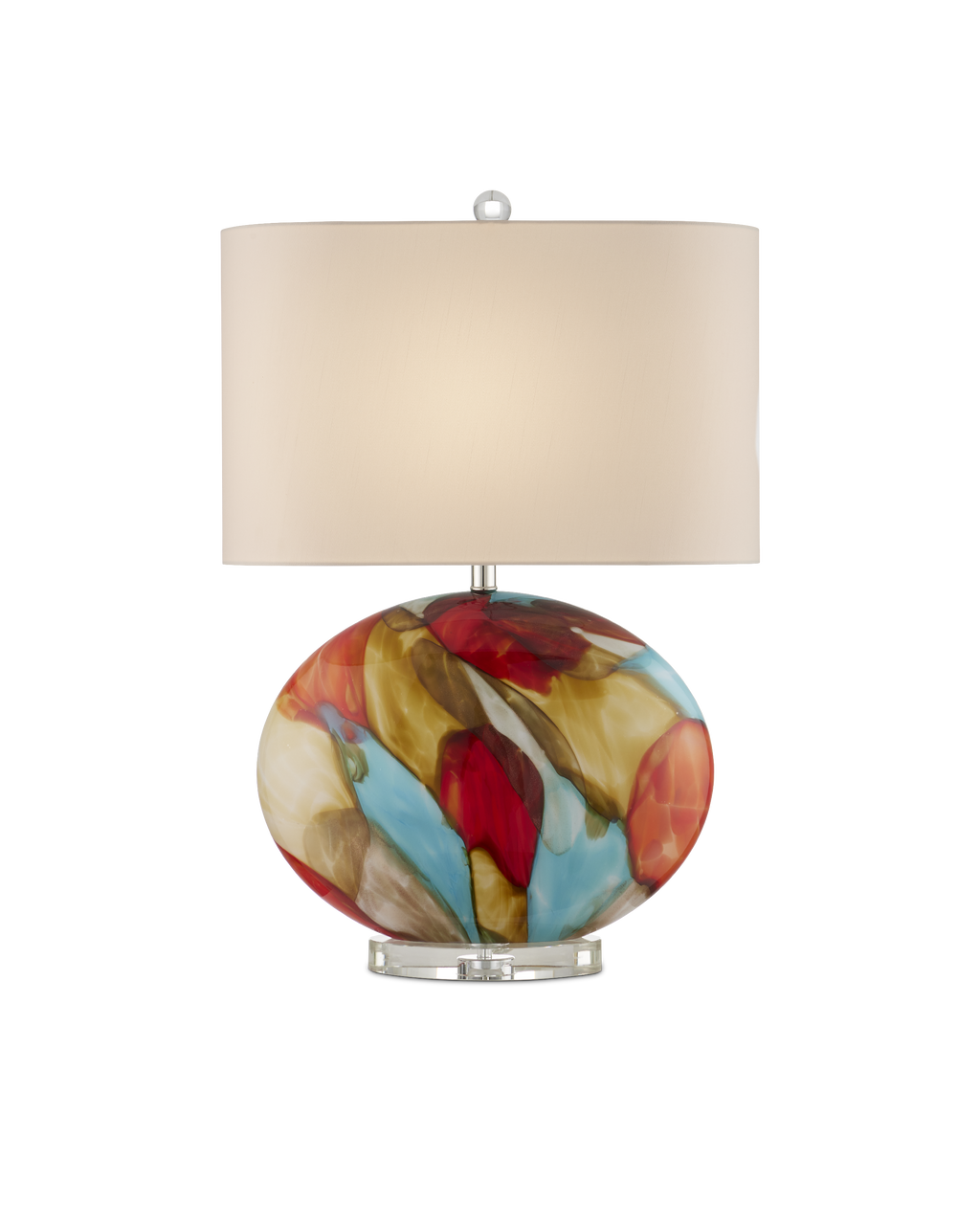 Currey & Co Vivid Table Lamp in Red/Blue/Yellow/Off-White/Clear/Polished Nickel 6000-0944