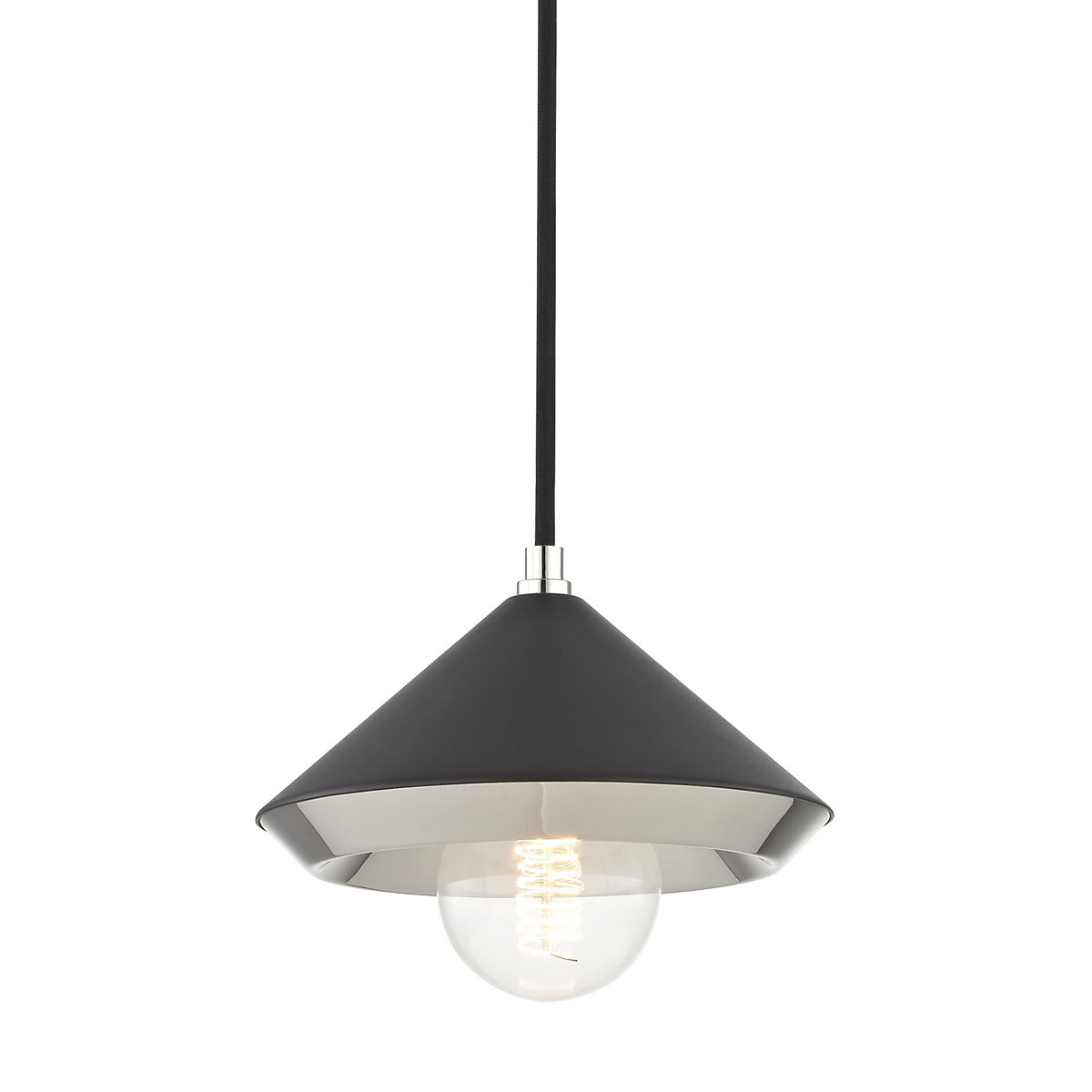 Mitzi 1 Light Pendant in Polished Nickel/Black H139701S-PN/BK