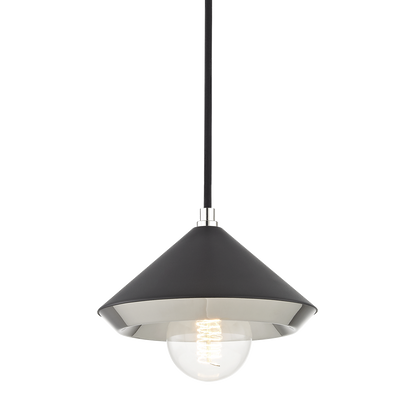 Mitzi 1 Light Pendant in Polished Nickel/Black H139701S-PN/BK