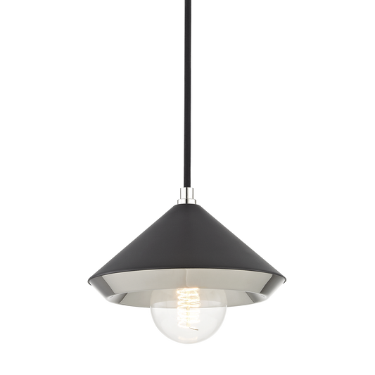 Mitzi 1 Light Pendant in Polished Nickel/Black H139701S-PN/BK