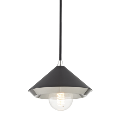 Mitzi 1 Light Pendant in Polished Nickel/Black H139701S-PN/BK