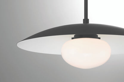 Lumanity Lighting Declan Modern Disc Matte Black 18" Pendant Ceiling Light  in Painted Matte Black, Off White Enamel    L090-0041