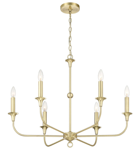 Lumanity Lighting Charlotte 6-Arm Candle-Style Chandelier in Classic Satin Brass  L098-0003