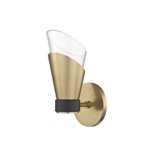 Mitzi 1 Light Wall Sconce in Aged Brass/Black H130101-AGB/BK