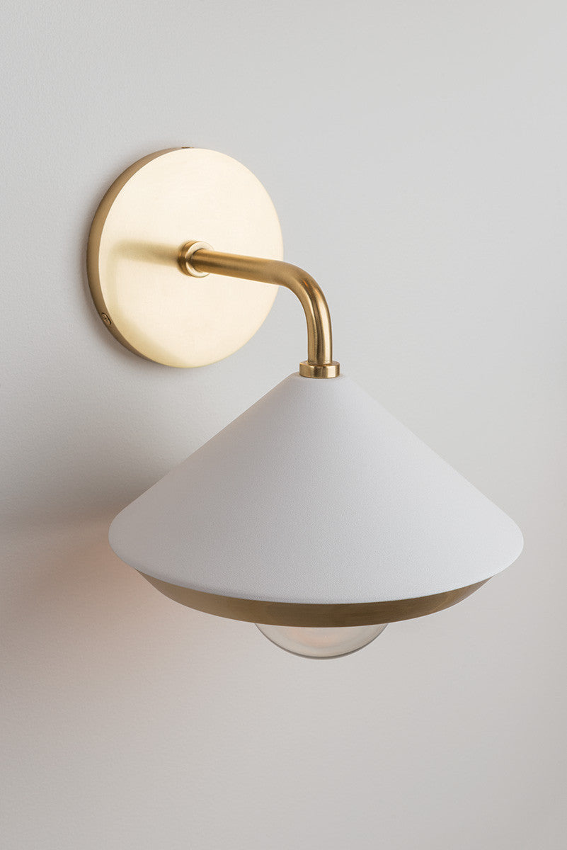 Mitzi 1 Light Wall Sconce in Aged Brass/Soft Off White H139101-AGB/WH