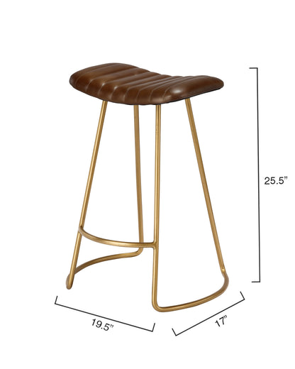 Lily Lifestyle  Theo Leather Counter Stool, Brown LSTHEOBUFFGO