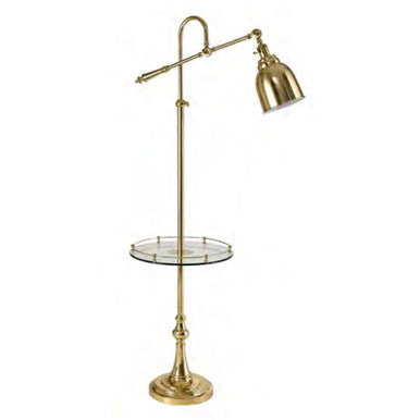 Lite Master Taylor Adjustable Table Floor Lamp in Polished Solid Brass with Glass Table F6860PB-B36