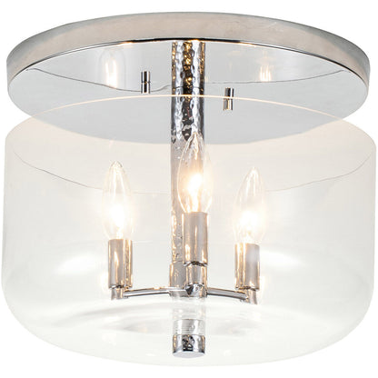 Lucas McKearn Rampart 3 Light Hammered detail flush mount in Chrome