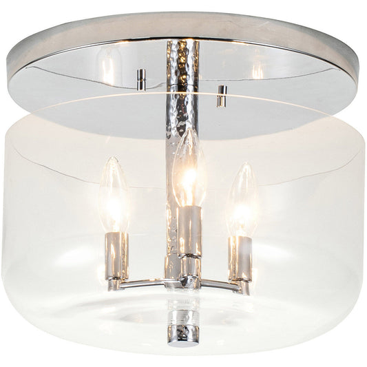 Lucas McKearn Rampart 3 Light Hammered detail flush mount in Chrome