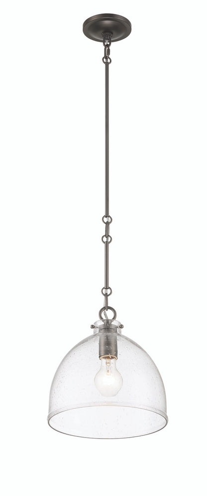 Lumanity Lighting Quinn Seeded Glass 10" Dome Dark Bronze Pendant Light in Dark Bronze  L090-0035