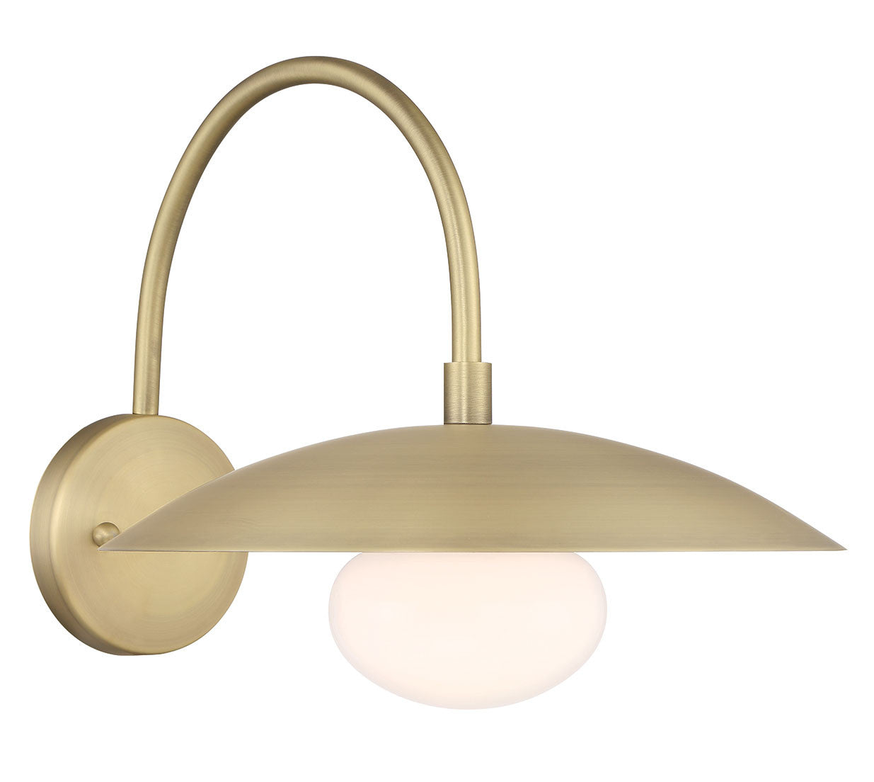 Lumanity Lighting Declan Modern Disc Satin Brass 12" Wall Sconce Light in Plated Classic Satin Brass, Off White Enamel  L050-0005