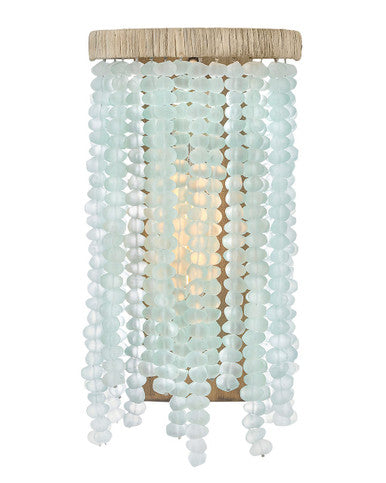 Fredrick Ramond Dune Single Light Sconce in Burnished Gold with Blue Sea Glass FR30200BNG-BG