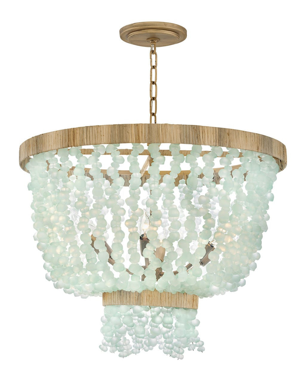 Hinkley Lighting Dune Large Pendant in Burnished Gold with Blue Sea Glass FR30206BNG-BG