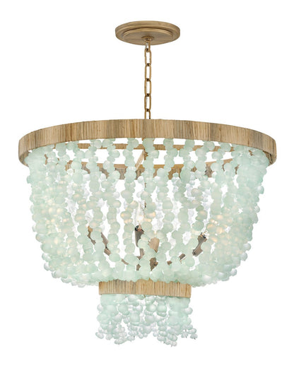 Hinkley Lighting Dune Large Pendant in Burnished Gold with Blue Sea Glass FR30206BNG-BG