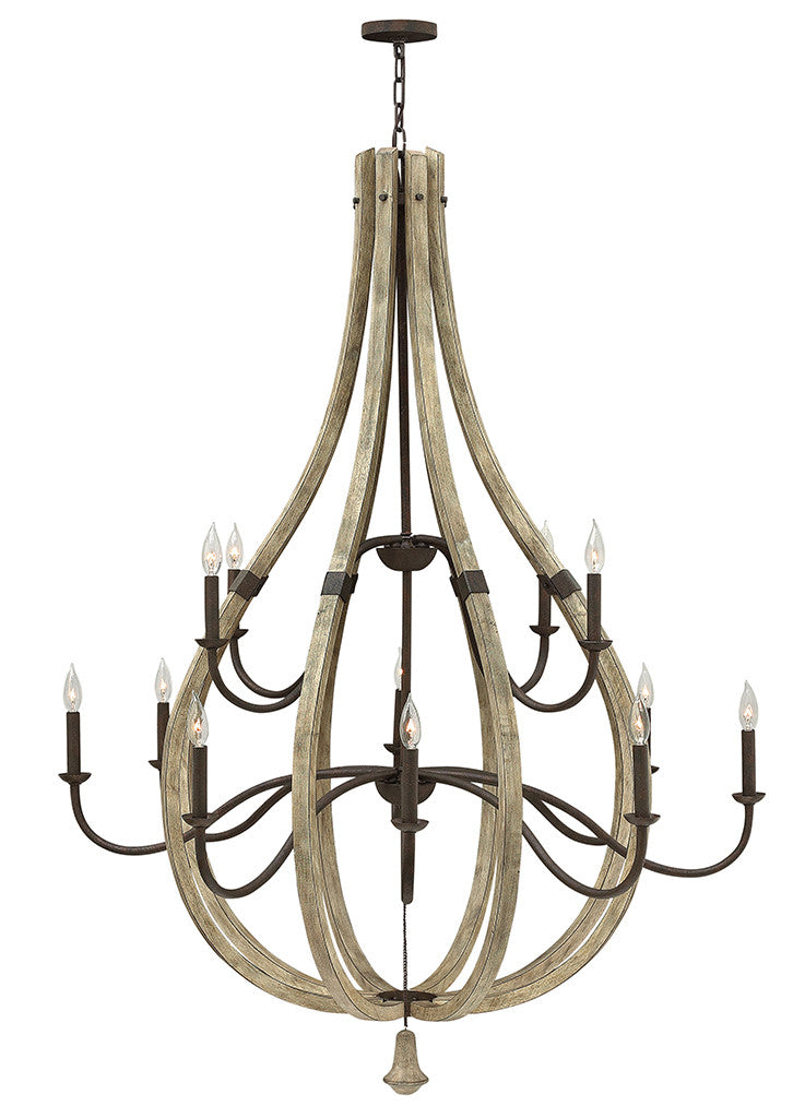 Fredrick Ramond Lighting Middlefield Extra Large Open Frame Two Tier Iron Rust FR40579IRR