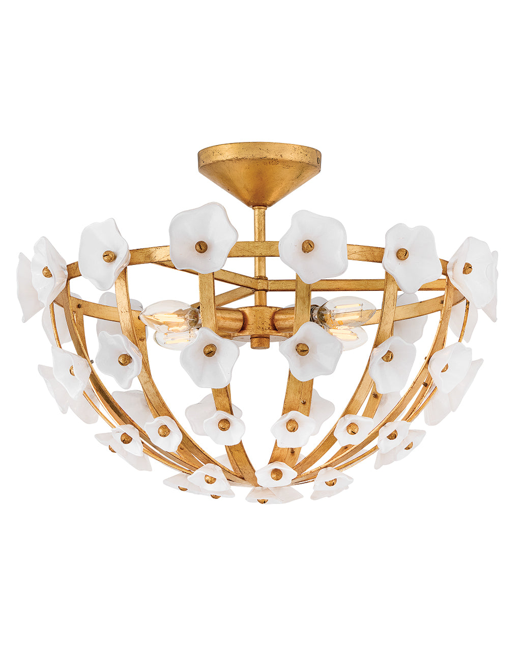 Fredrick Ramond Azalea Medium Semi-Flush Mount in Distressed Brass FR41633DA