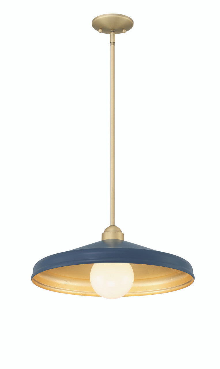 Lumanity Lighting Brooks Matte Navy 18" Adjustable Barn Light Pendant in Painted Matte Navy, Gold Leaf, Satin Brass    L090-0046