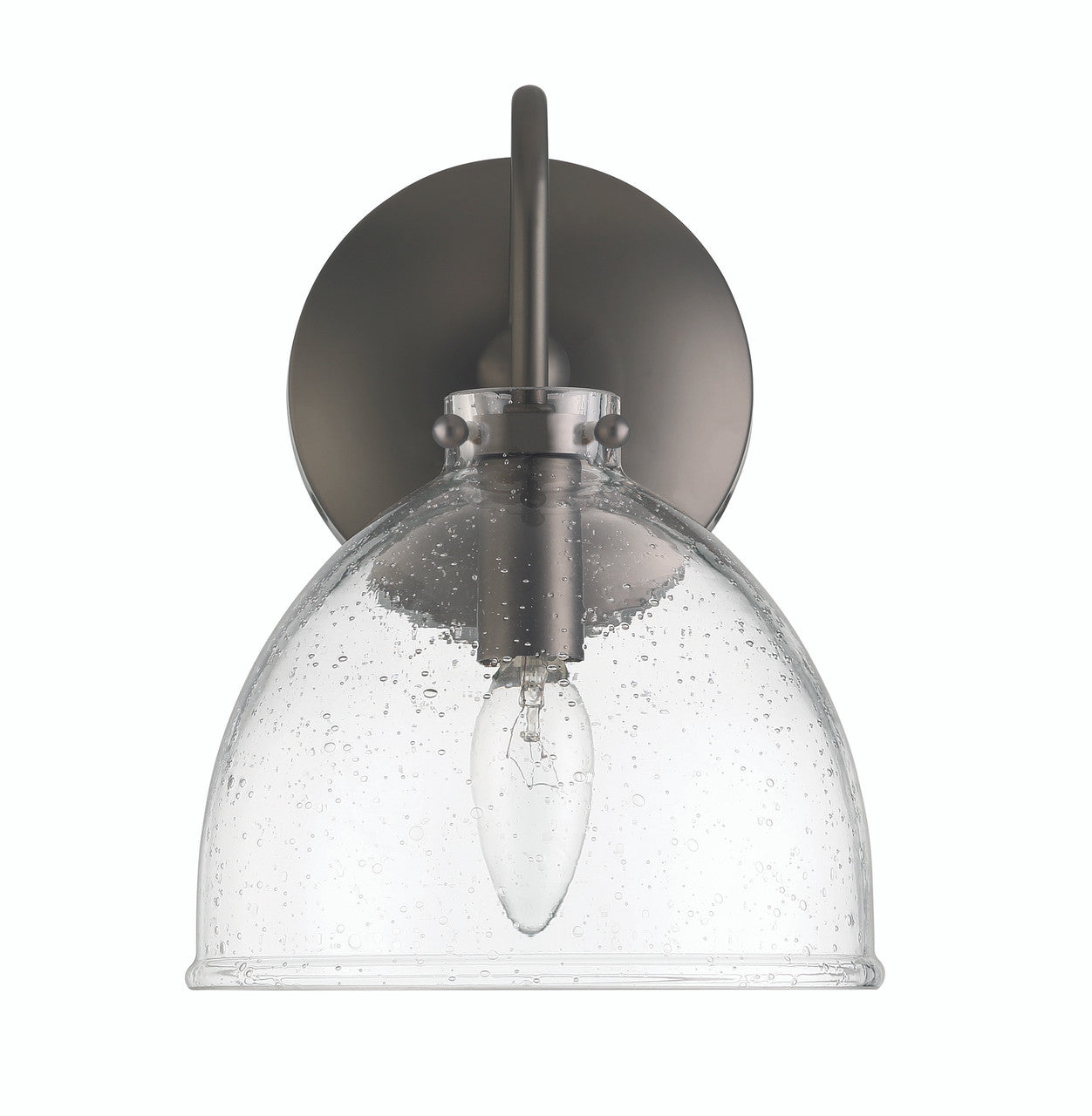 Lumanity Lighting Quinn Seeded Glass 7" Dome Dark Bronze Wall Sconce Light in Dark Bronze  L050-0002