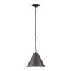 Lumanity Lighting Lincoln Tapered Metal 11" Dome Dark Bronze Pendant Light in Plated Dark Bronze, Off White Enamel  L090-0037