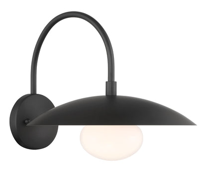 Lumanity Lighting Declan Modern Disc Matte Black 12" Wall Sconce Light in Painted Matte Black, Off White Enamel    L050-0006