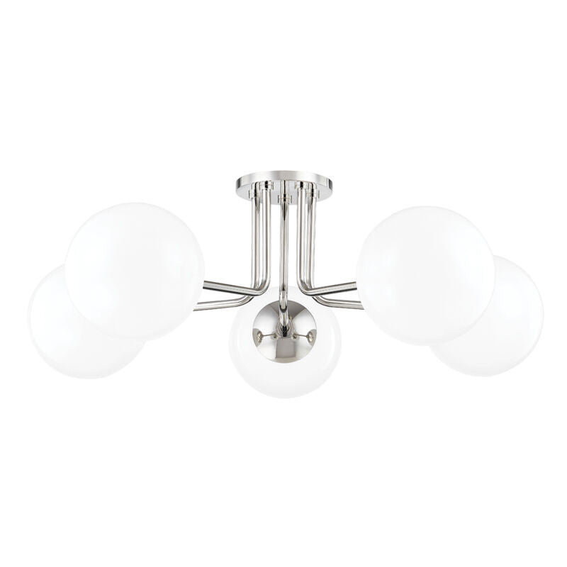 Mitzi 6 Light Semi Flush in Polished Nickel/Textured Black H488606S-PN/TBK