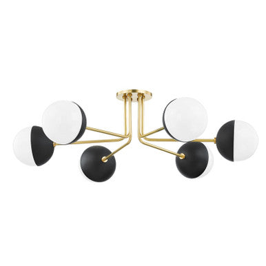 Mitzi 6 Light Semi Flush in Aged Brass/Black H344606-AGB/BK