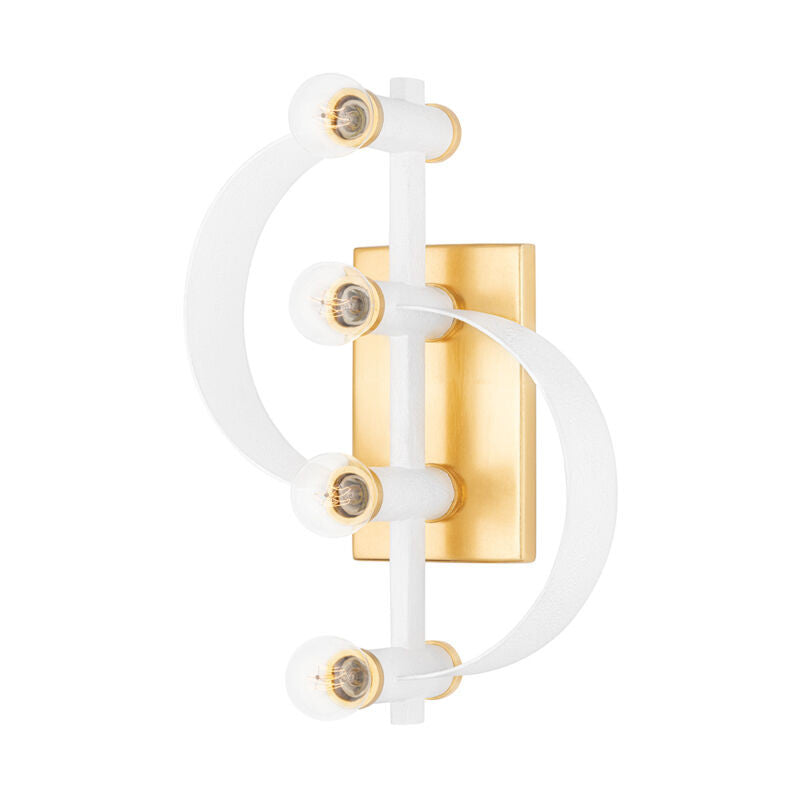 Mitzi 4 Light Wall Sconce in Gold Leaf/White H379104-GL/WH