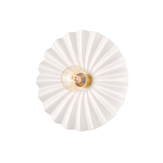 Mitzi 1 Light Flush Mount in Aged Brass/Ceramic Gloss Cream H499101-AGB/CCR