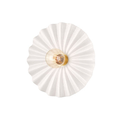 Mitzi 1 Light Flush Mount in Aged Brass/Ceramic Gloss Cream H499101-AGB/CCR