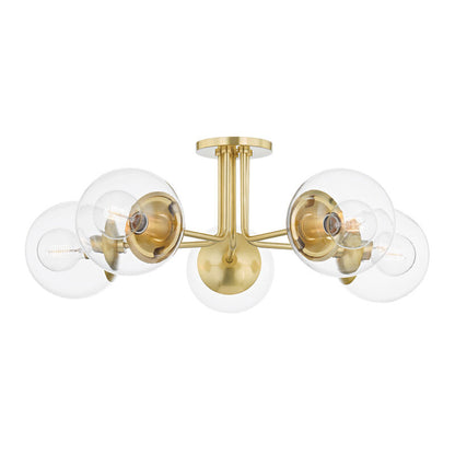 Mitzi 5 Light Semi Flush in Aged Brass H503605-AGB