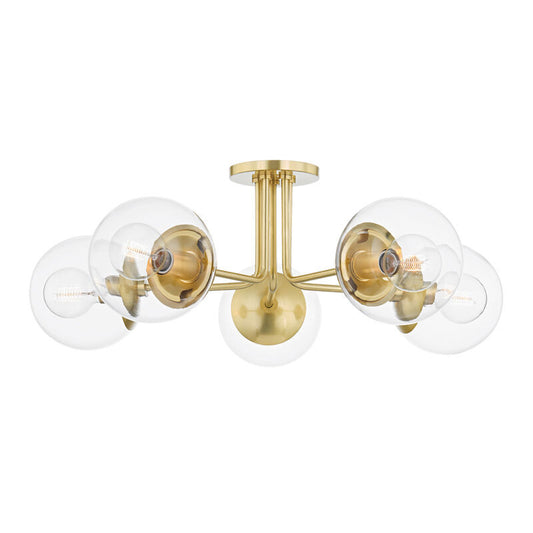 Mitzi 5 Light Semi Flush in Aged Brass H503605-AGB