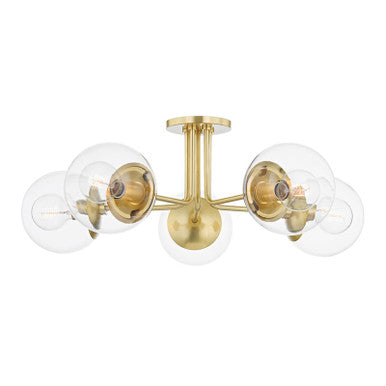 Mitzi 5 Light Semi Flush in Aged Brass H503605-AGB