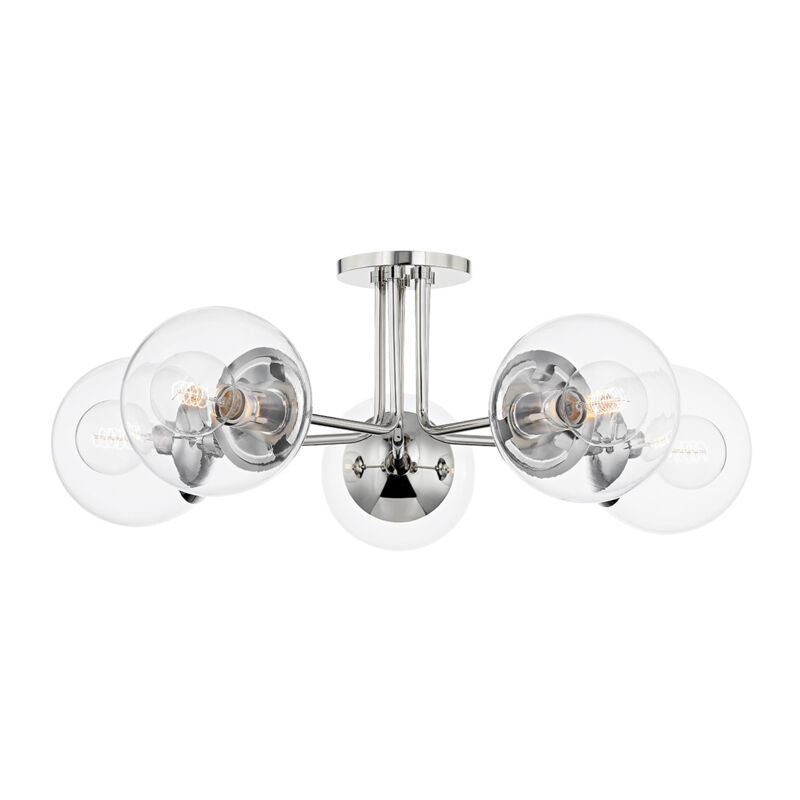 Mitzi 6 Light Semi Flush in Polished Nickel/Textured Black H488606L-PN/TBK