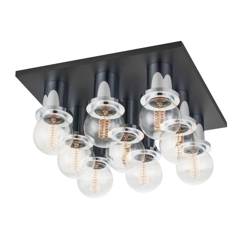 Mitzi 9 Light Flush Mount in Polished Chrome/Soft Black H526509-PC/SBK