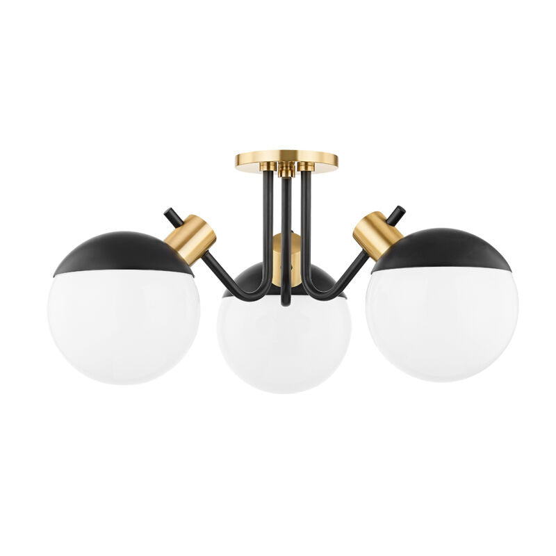 Mitzi 3 Light Semi Flush in Aged Brass/Soft Black H573603-AGB/SBK