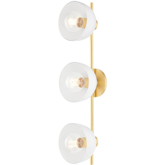 Mitzi 3 Light Semi Flush in Aged Brass/Ceramic Gloss Cream H499603-AGB/CCR