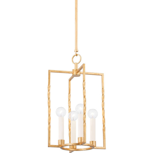 Mitzi 4 Light Lantern in Vintage Gold Leaf H731704S-VGL