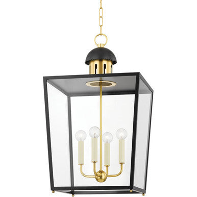 Mitzi 4 Light Lantern in Aged Brass H737704L-AGB/SBK