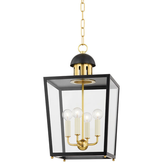 Mitzi 4 Light Lantern in Aged Brass H737704S-AGB/SBK