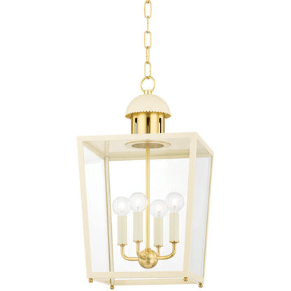 Mitzi 4 Light Lantern in Aged Brass H737704S-AGB/SCR