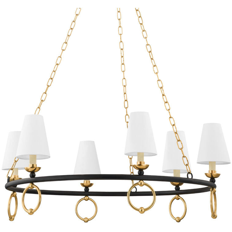 Mitzi 6 Light Chandelier in Aged Brass H757806-AGB/TBK