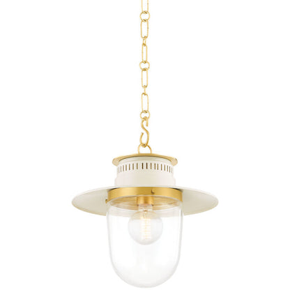 Mitzi 1 Light Pendant in Aged Brass/Soft Cream H773701S-AGB/SCR