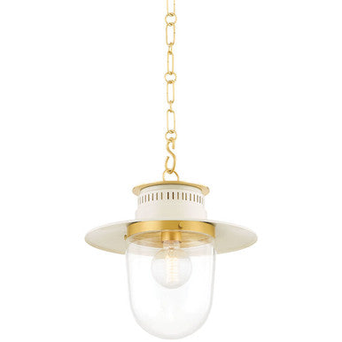 Mitzi 1 Light Pendant in Aged Brass/Soft Cream H773701S-AGB/SCR