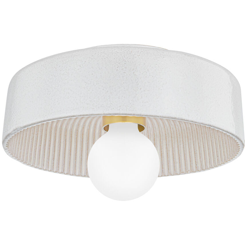 Mitzi 1 Light Flush Mount in Aged Brass/ Ceramic Reactive White H778501-AGB/CRW