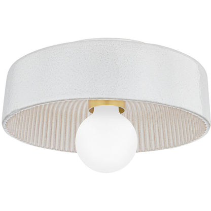 Mitzi 1 Light Flush Mount in Aged Brass/ Ceramic Reactive White H778501-AGB/CRW